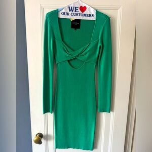 Green Knit Cut-Out Dress
